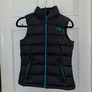 Puffer vest. Black and teal. Size XS